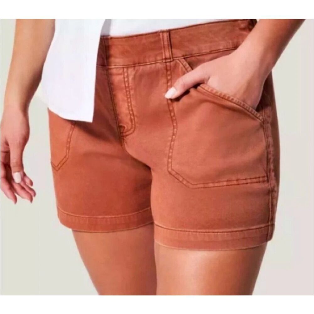 Spanx Tan Khaki Stretch Pull‎ On Shorts Size Small